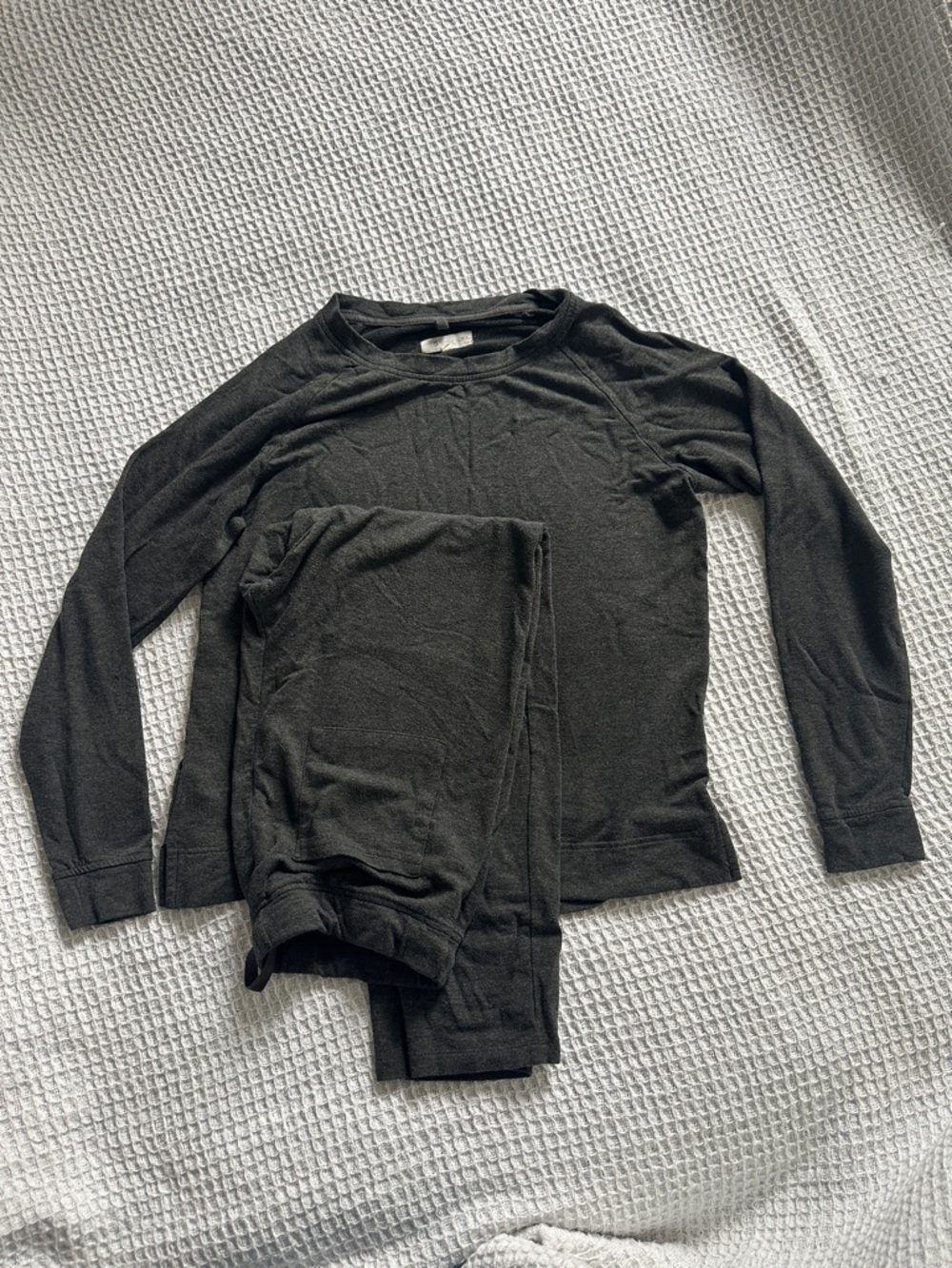 Lou & Grey Lounge Set Medium Charcoal Soft Knit Top Joggers Cozy Matching Set - Picture 2 of 10